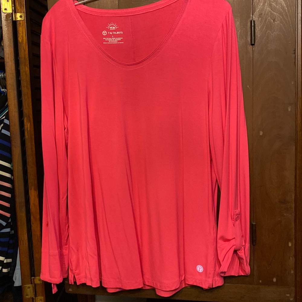 TByTalbots UPF 50+ Bright Pink Slinky Feel Tunic Size L Worn Once.